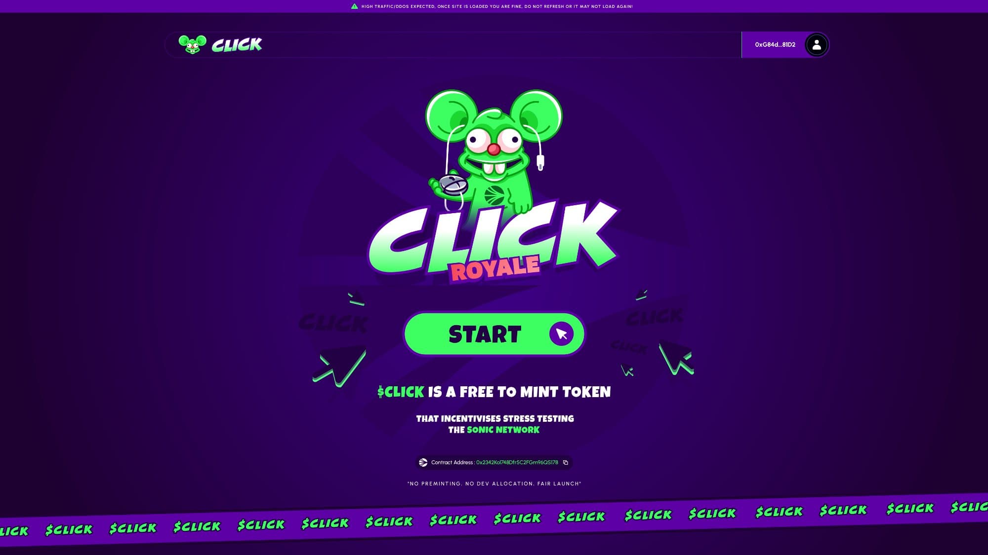 Click Royale – Blockchain Stress-Test Spiel