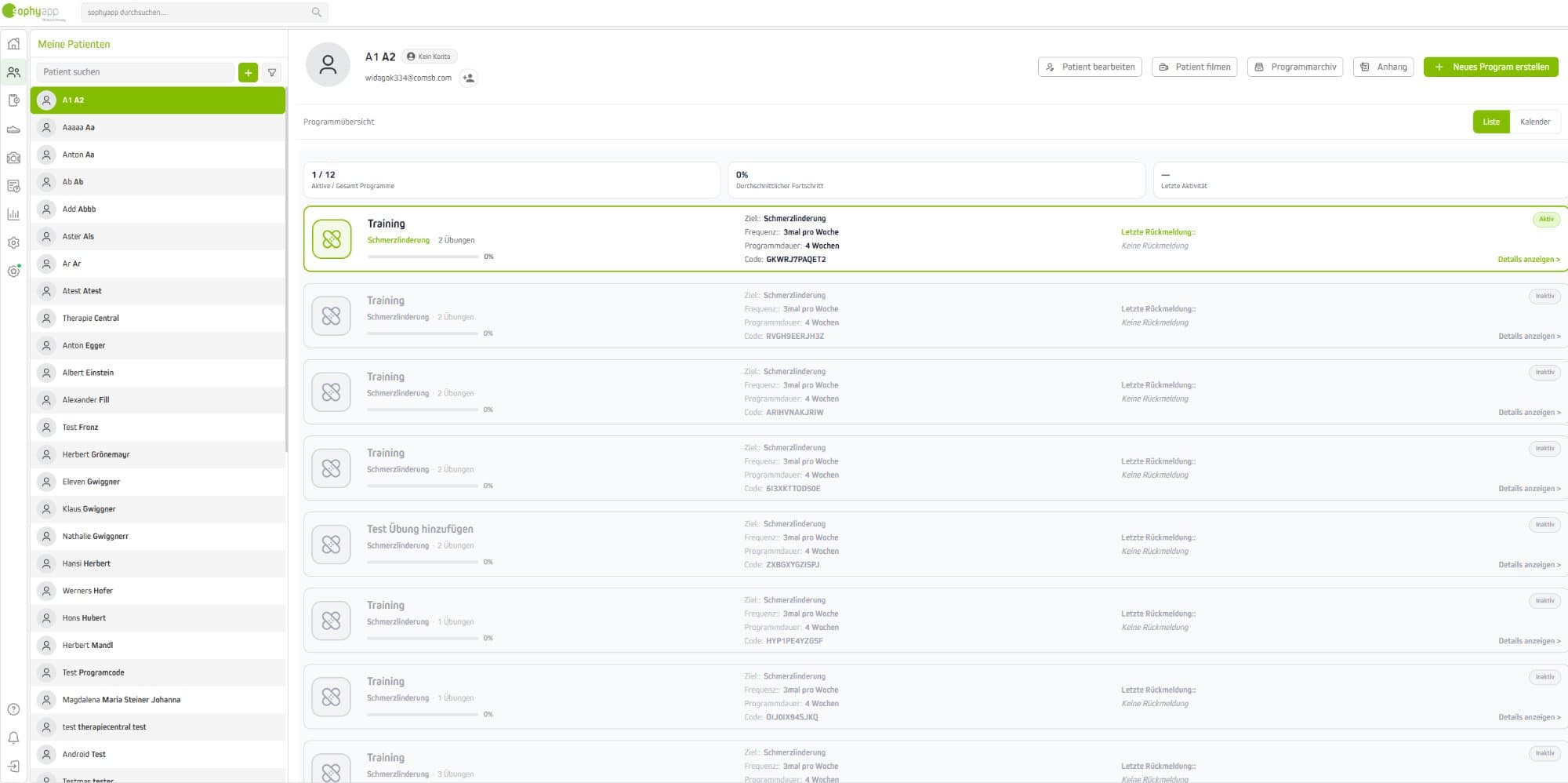 sophyapp – Physiotherapie-Plattform